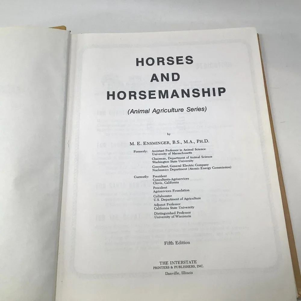 Horses And Horsemanship Book‎ By Ensminger Animal Agriculture Series 5th edition